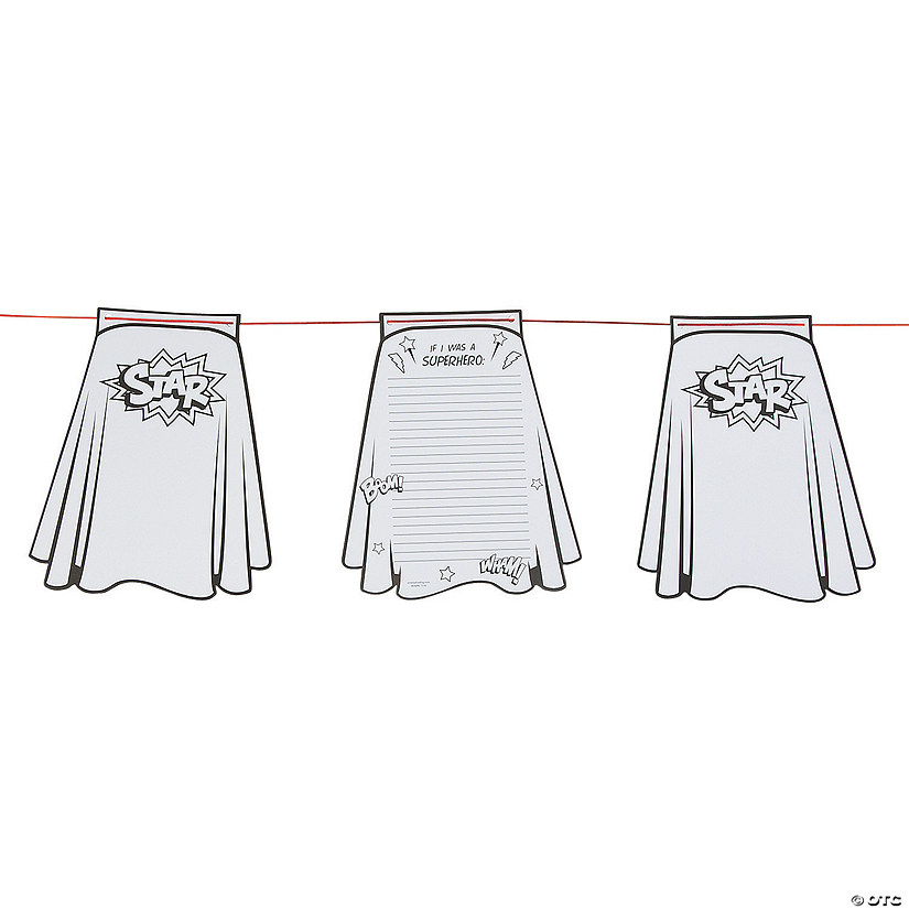 Color Your Own Superhero Cape Paper Pennant Banner - 30 Pc. Image