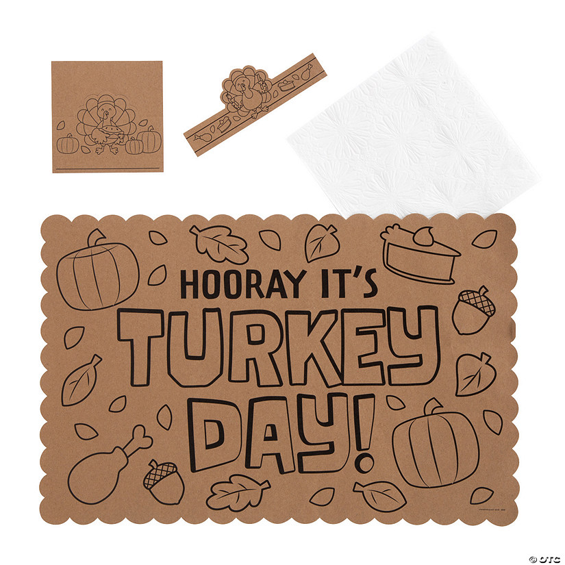 Color Your Own Thanksgiving Place Setting Sets - 12 Pc. Image