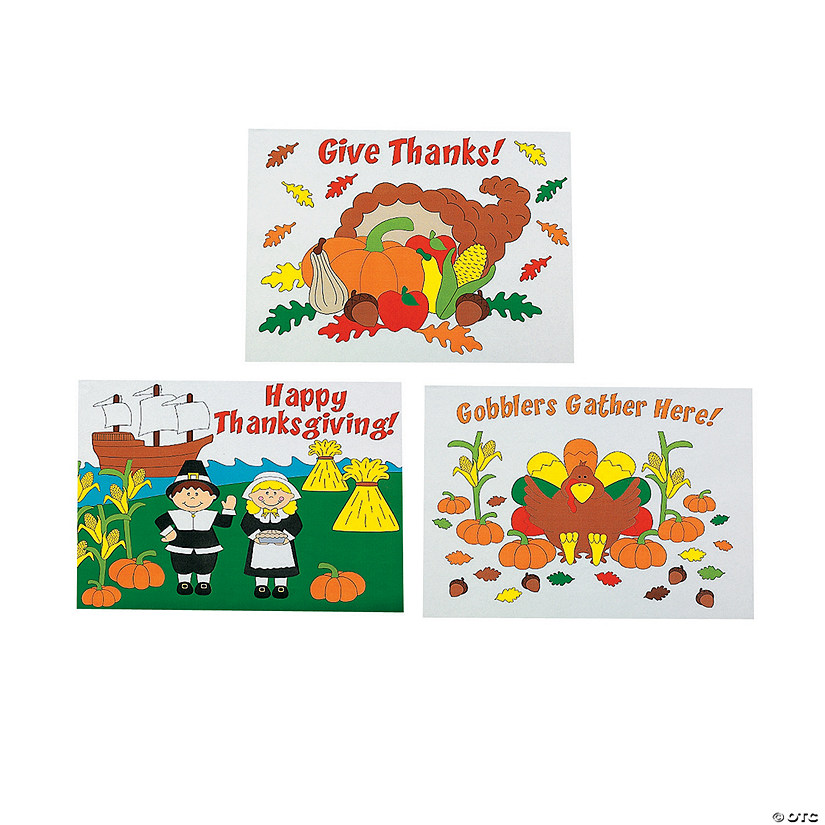 Color Your Own Thanksgiving Placemats - 12 Pc. Image