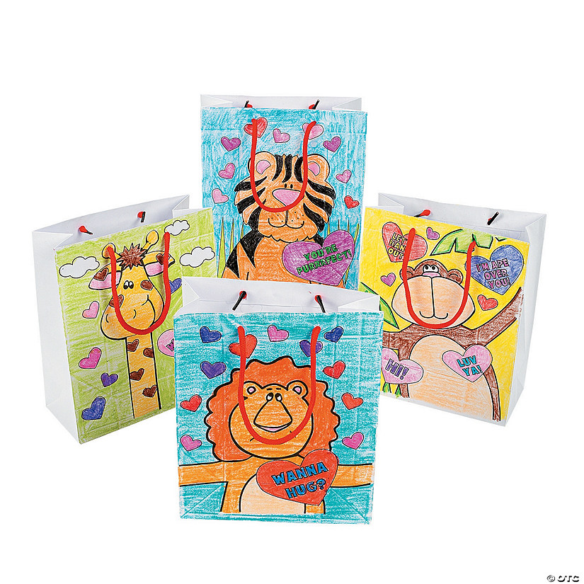 Color Your Own Valentine Gift Bags - 12 Pc. Image