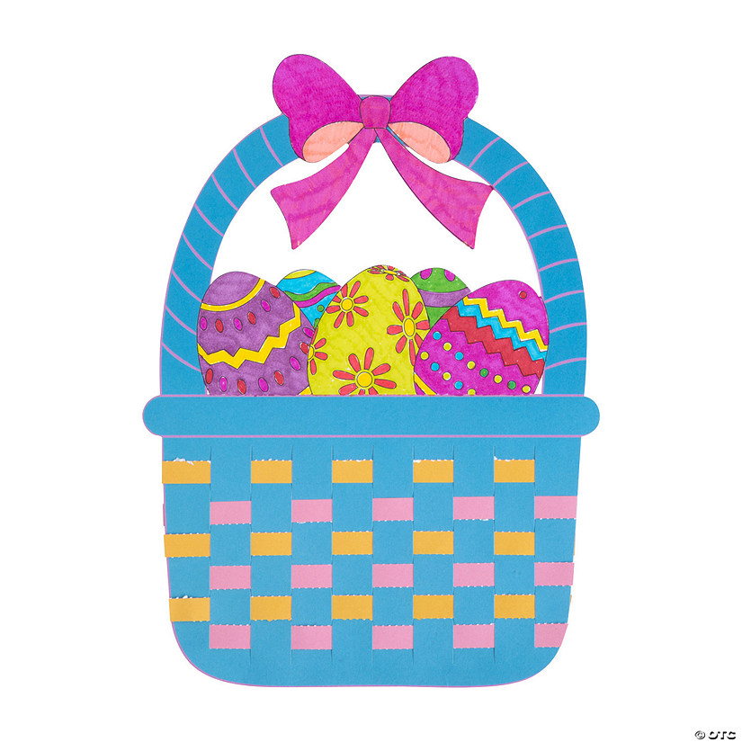 Color Your Own Weaving Easter Basket Craft Kit &#8211; Makes 12 Image