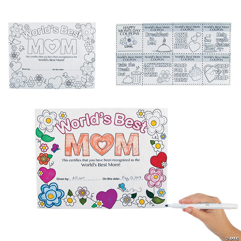 Color Your Own World&#8217;s Best Mom Certificates - 12 Pc. Image