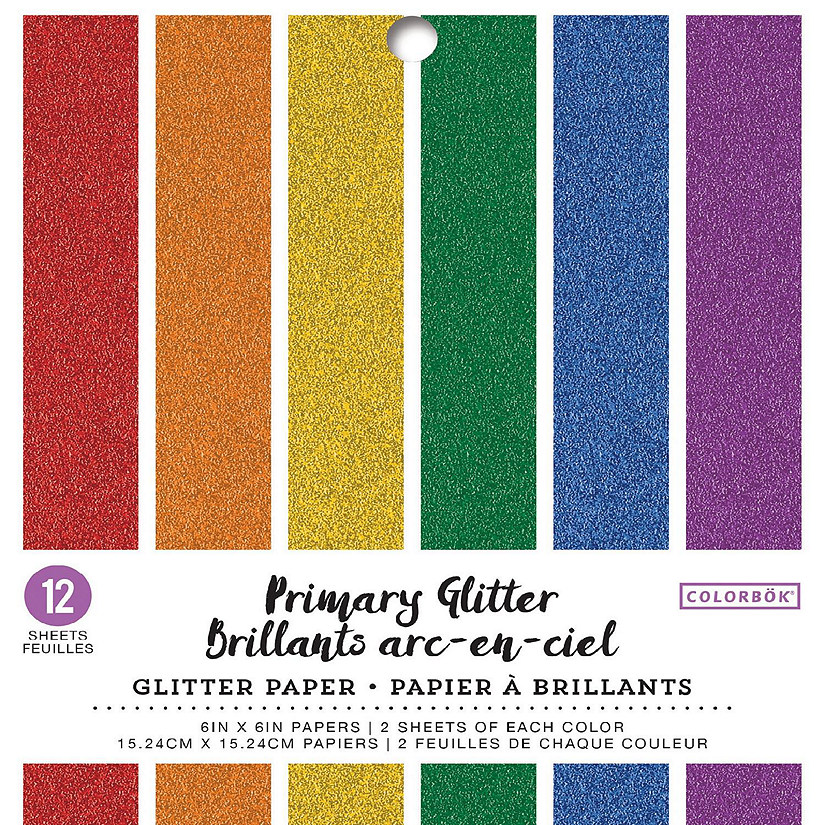 Colorbok Glitter Paper Pad 6"X6" 12/Pkg-Primary Image