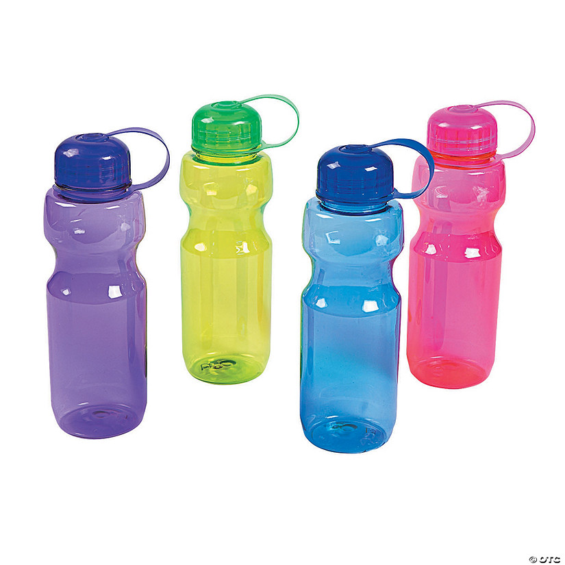 Colorful Contoured BPA-Free Plastic Water Bottles - 12 Ct. Image