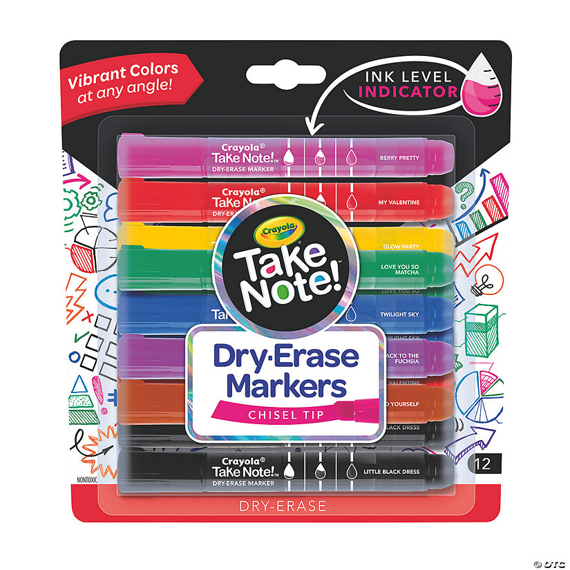 Colorful Crayola<sup>&#174;</sup> Take Note<sup>&#8482;</sup> Dry-Erase Markers - 12 Pc. Image