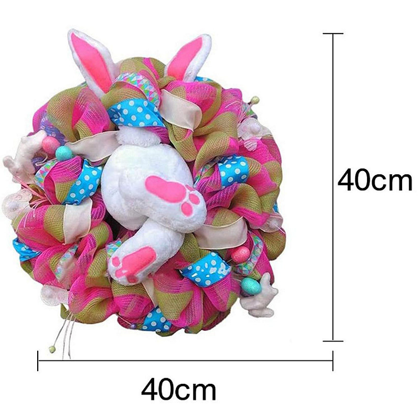 Colorful Easter Rabbit Wreath Garlands, 40 CM Front Door or Wall Hanging Oranments - Happy Easter Party D&#233;cor Image