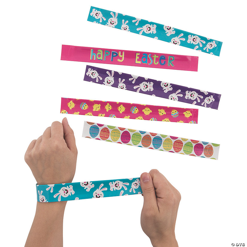 Colorful Happy Easter Slap Bracelet Assortment - 50 Pc. Image