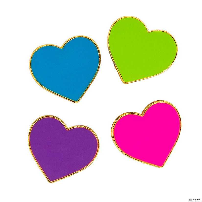 Colorful Heart Pins - 12 Pc. Image