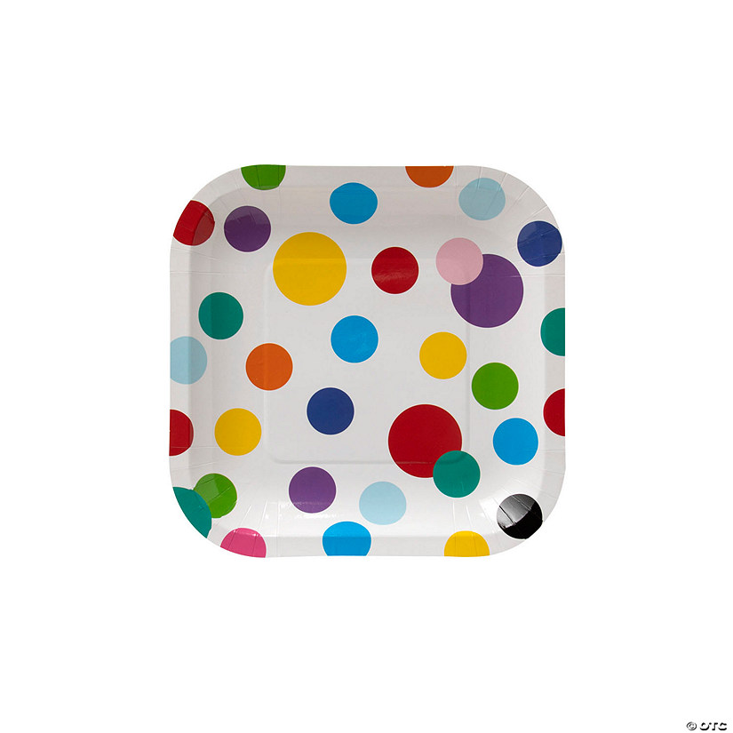 Colorful Polka Dot Square Dessert Plates - 8 Ct. Image