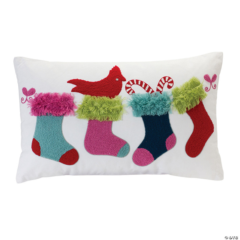 Colorful Stocking Holiday Pillow 19.5"L X 11.5"H Polyester Image