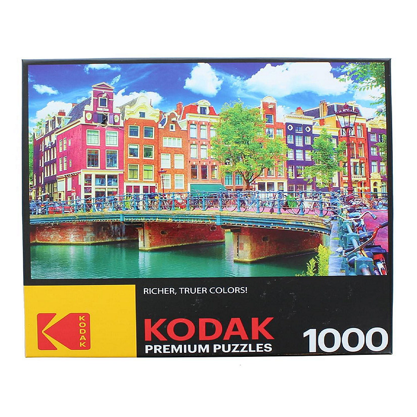Colorful Waterfront Canal Buildings Amsterdam 1000 Piece Jigsaw Puzzle Image