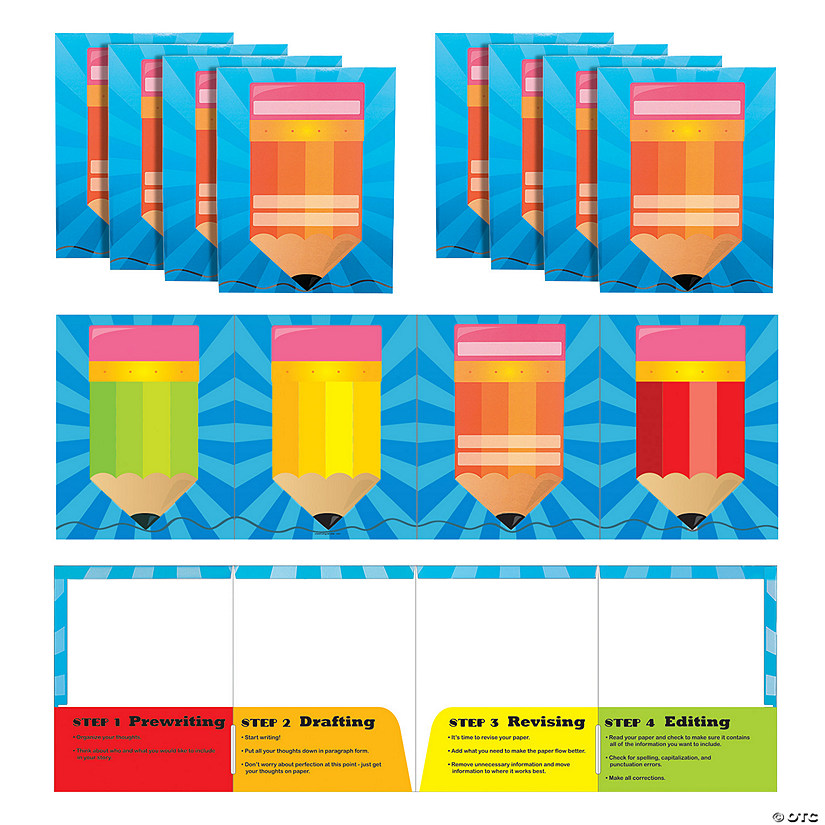 Colorful Writing Process Pocket Folders - 48 Pc. for Classroom Use Image