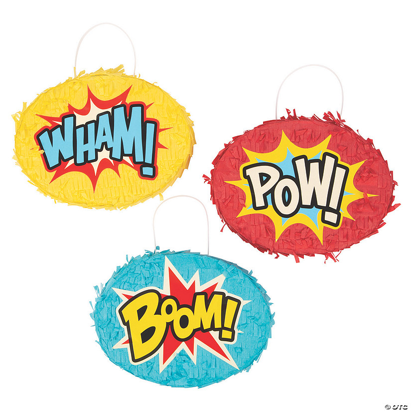 Comic Superhero Mini Pi&amp;#241;atas - 6 Pc. Image