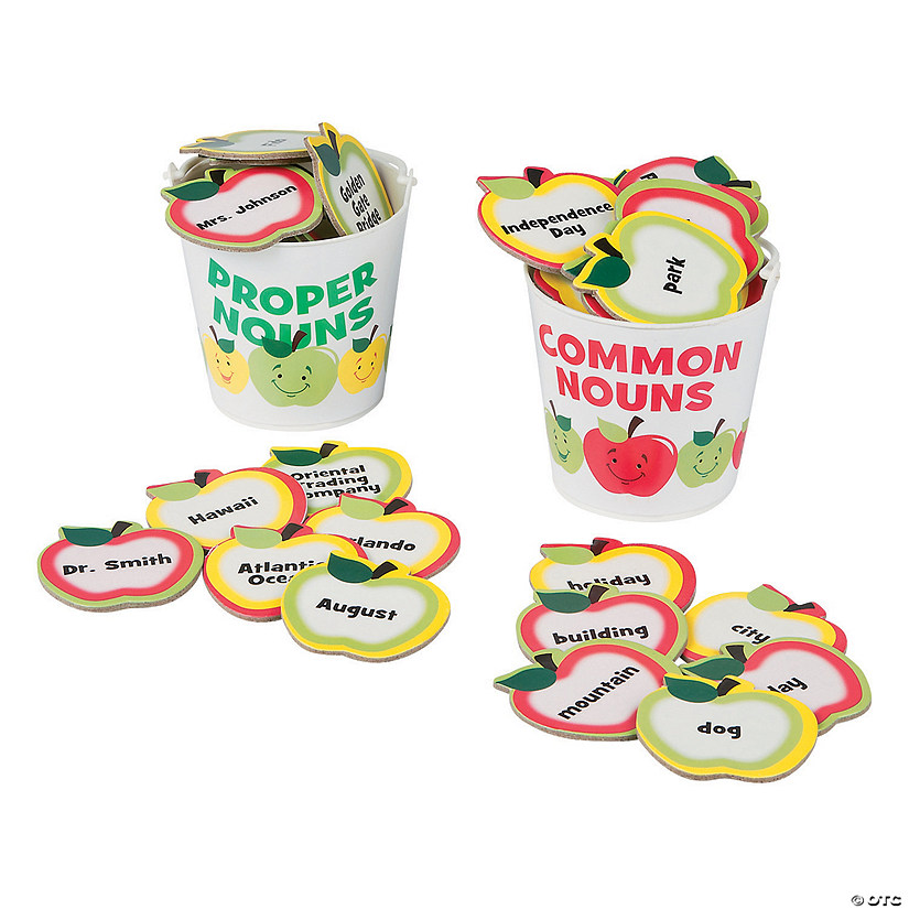 Common & Proper Noun Chipboard Apples & Buckets Sorting Game Image