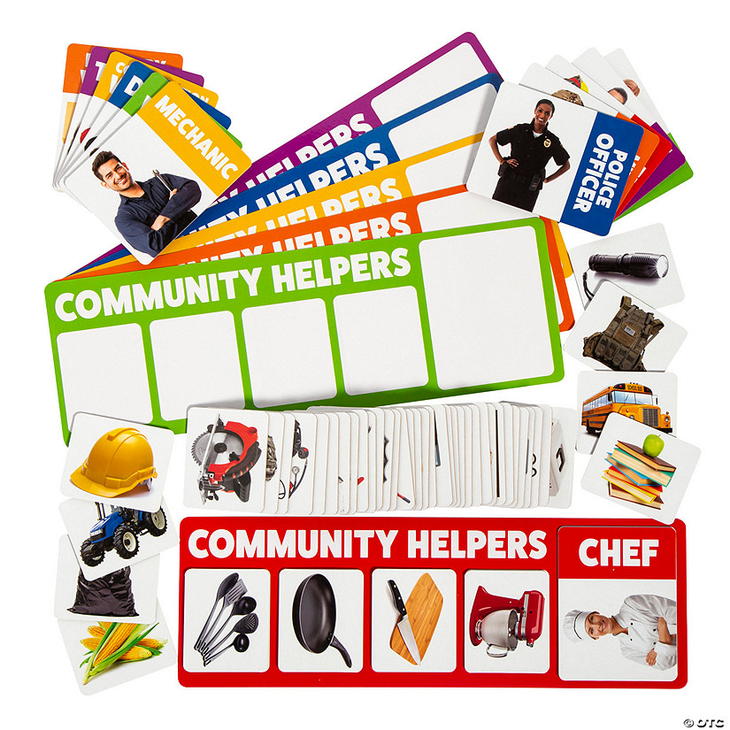 Community Helpers Sorting Picture Cardstock Activity with Storage Bag - 72 Pc. Image