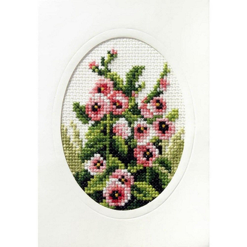 complete cross stitch kit - greetings card "Hollyhock" 6097 Image