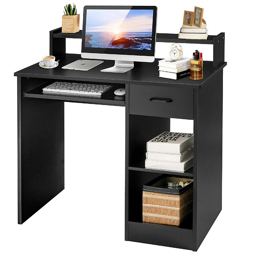 Computer Desk w/Hutch & 2Tier Open Storage Shelves for Home Office