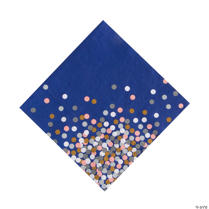 Confetti Design on Navy Blue Background Luncheon Napkins - 16 Pc. Image