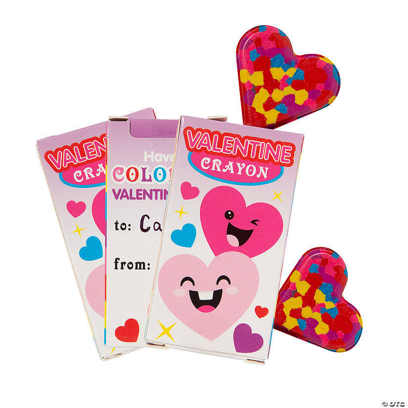Confetti Heart Crayon Valentine Exchanges with Box for 12 Image