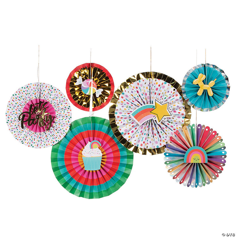 Confetti Party Hanging Fans - 6 Pc. Image