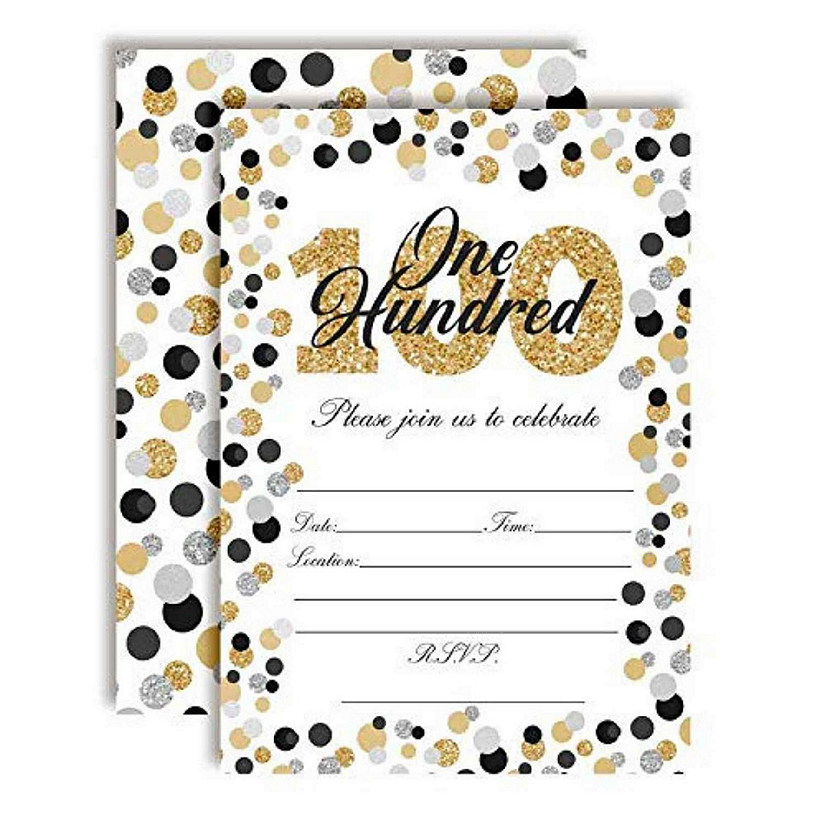 Confetti Polka Dot 100th Invitations 40pc. by AmandaCreation Image