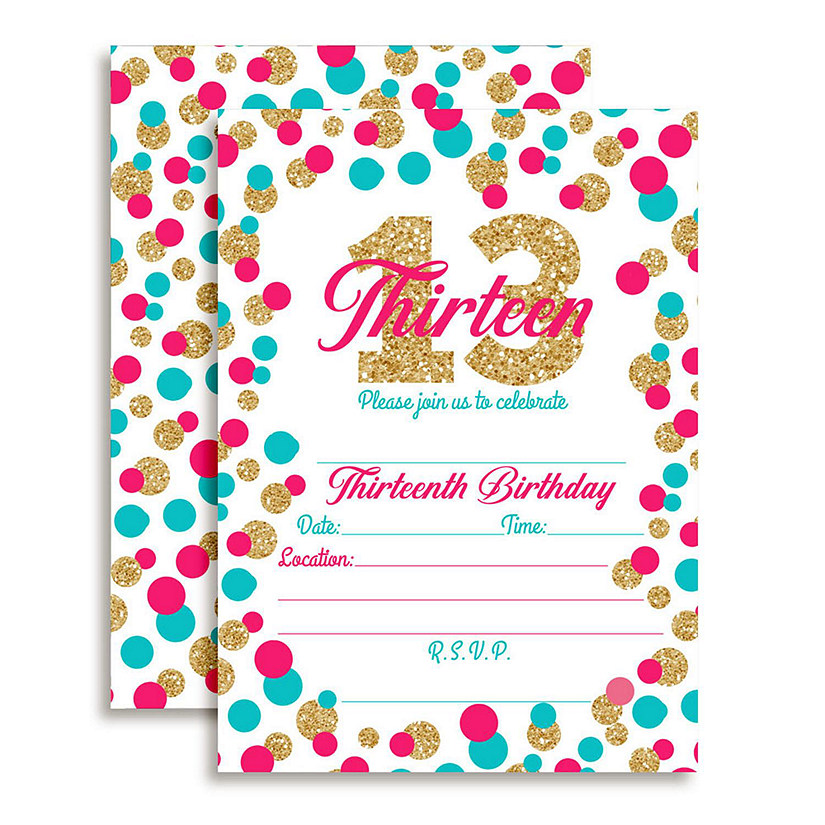 Confetti Polka Dot 13th Birthday Invitations 40pc. by AmandaCreation Image