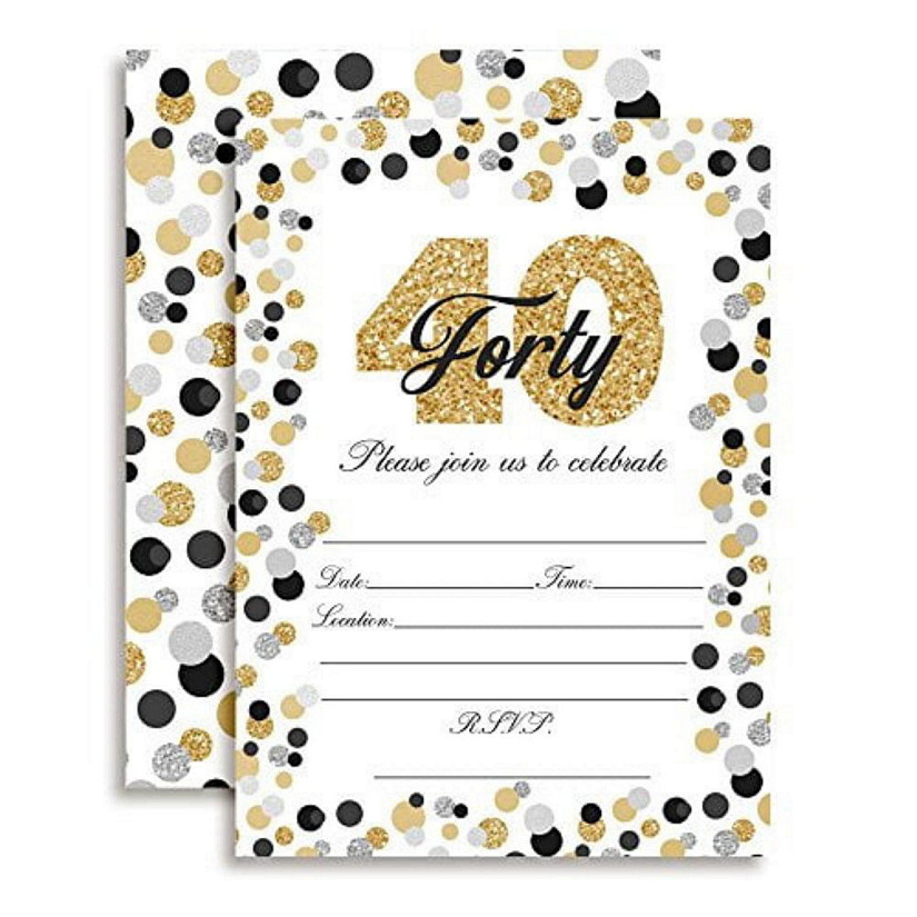 Confetti Polka Dot 40th Invitations 40pcs. by AmanadaCreation Image
