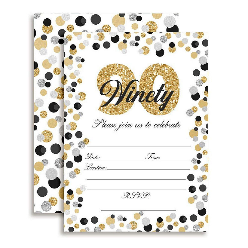 Confetti Polka Dot 90th Invitations 40pc. by AmandaCreation Image