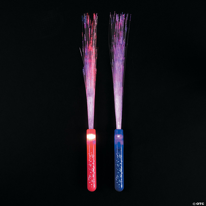 Confetti Print Fiber Optic Light-Up Wands - 12 Pc. Image