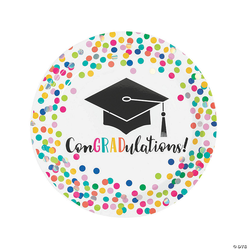 Congrats Girl Graduation Party Paper Dinner Plates - 8 Ct. Image