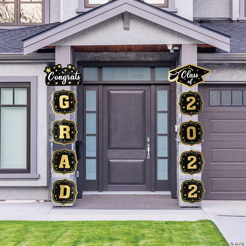 2024 Graduation Decorations-Class of 2024 Congrats Grad Porch Sign  Banner,Door Hanging Welcome Banner for Blue Graduation Party Supplies