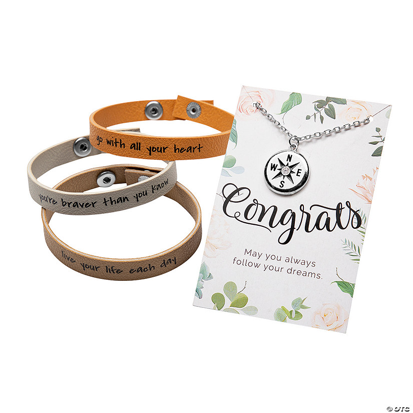 Congrats Grad Necklace & Bracelet Gift Set - 3 Pc. Image