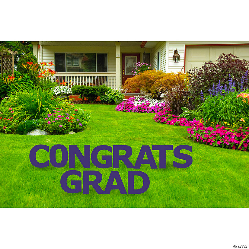Congrats Grad Purple Yard Letters Sign Image