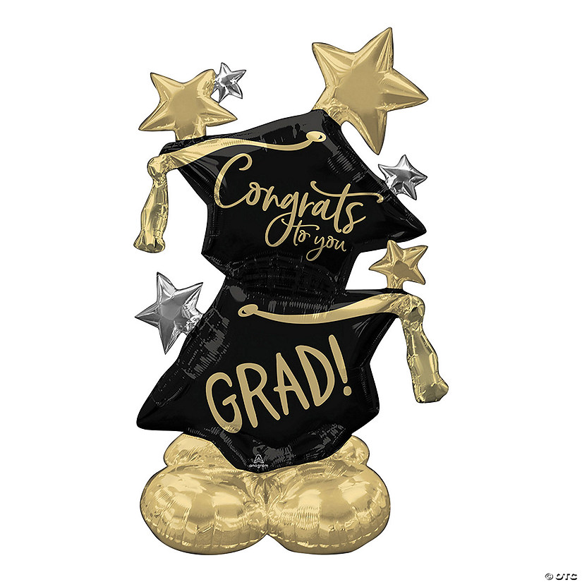 Congrats to You Grad Black & Gold 51" Stacked Mylar Balloon Image