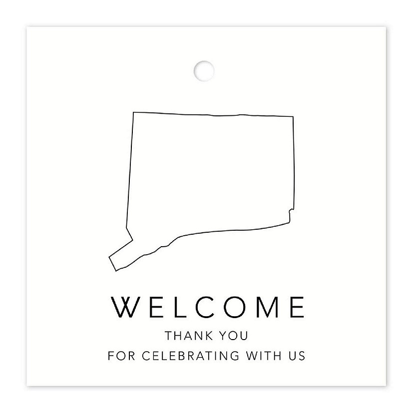 Connecticut OOT Wedding Tags 2in BW 24pk Image