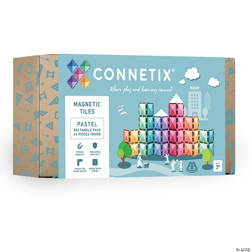 ConnetiProper Magnetic Tiles Pastel Rectangle Pack, 24 Pieces Image