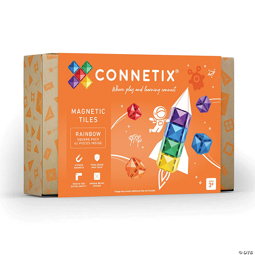 ConnetiProper Magnetic Tiles Rainbow Square Pack, 42 Pieces Image