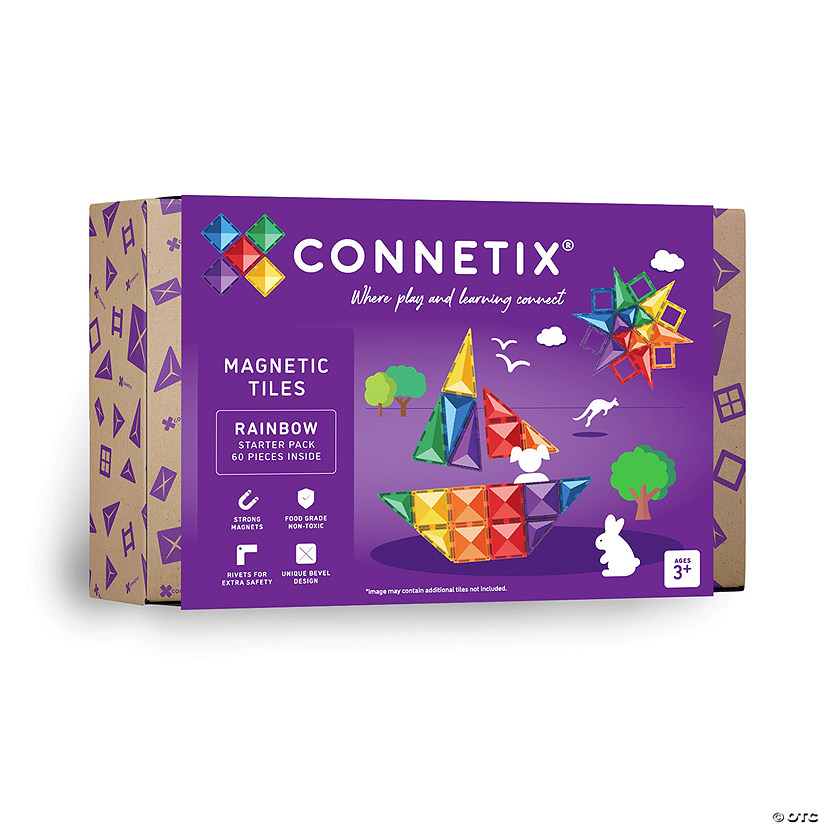 ConnetiProper Magnetic Tiles Rainbow Starter Pack, 60 Pieces Image