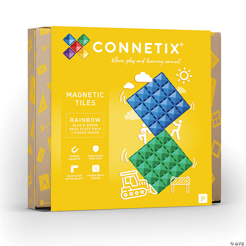 Connetix Rainbow Blue &amp; Green Base Plate Pack &amp;#8211; 2&amp;#8209;Piece Magnetic Building Foundation Set Image