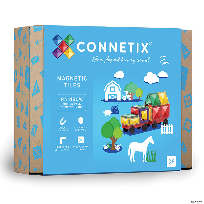 Connetix Rainbow Motion Pack&amp;#8239;&amp;#8211; 24&amp;#8209;Piece Magnetic Movement &amp; Vehicle Set Image