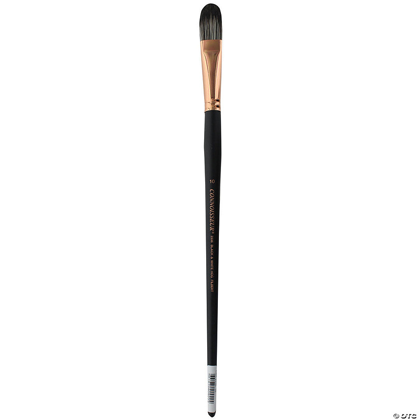 Connoisseur Black & White Hog Bristle Brush Long Handle Filbert #10&#160; &#160;&#160; &#160; Image