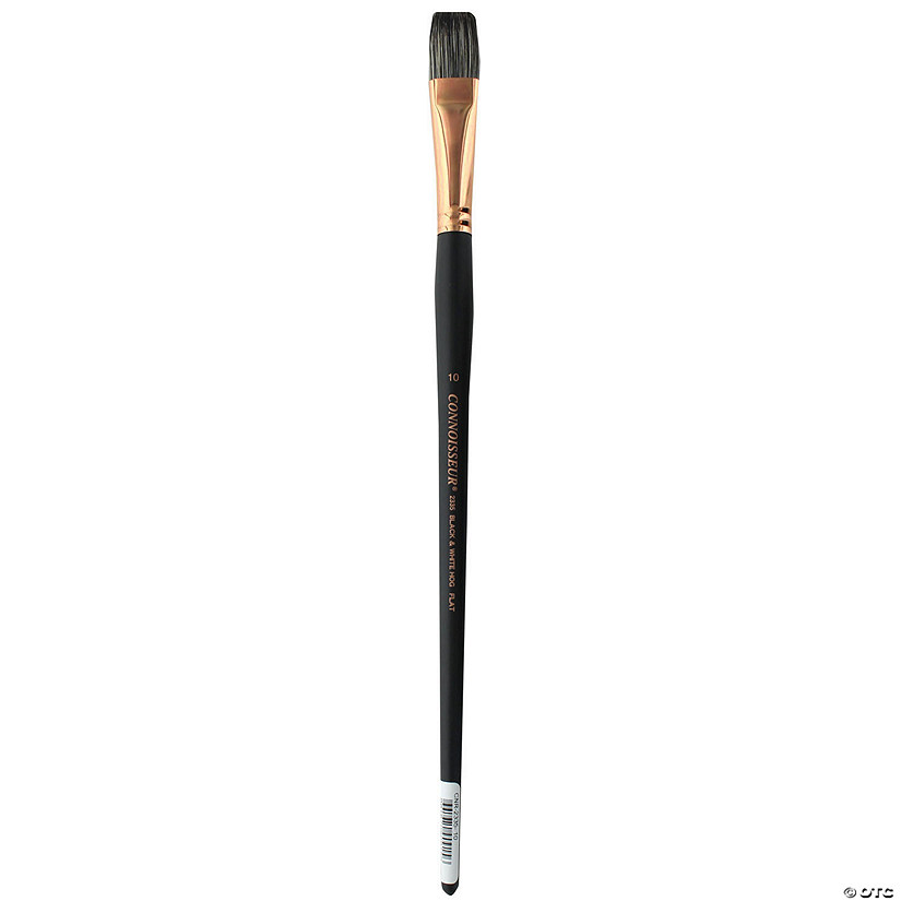 Connoisseur Black & White Hog Bristle Brush Long Handle Flat #10&#160; &#160;&#160; &#160; Image