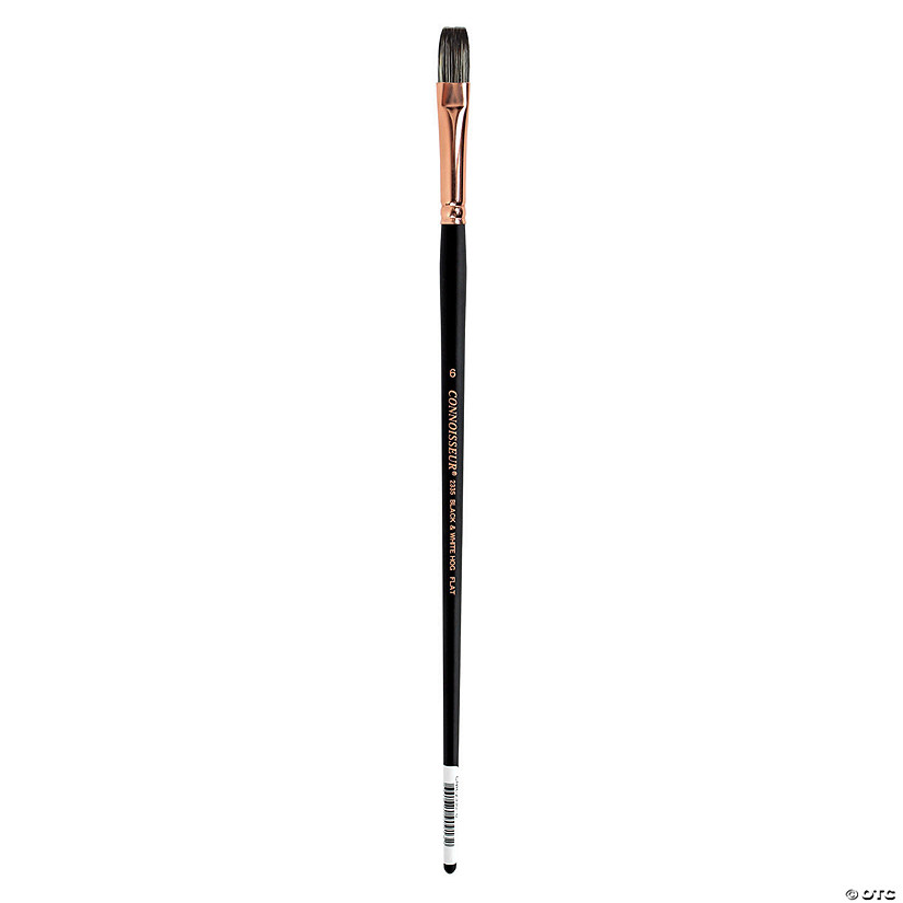 Connoisseur Black & White Hog Bristle Brush Long Handle Flat #6&#160; &#160;&#160; &#160; Image