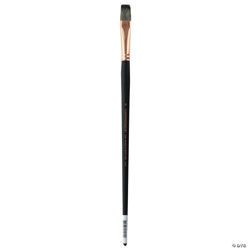 Connoisseur Black & White Hog Bristle Brush Long Handle Flat #8&#160; &#160;&#160; &#160; Image