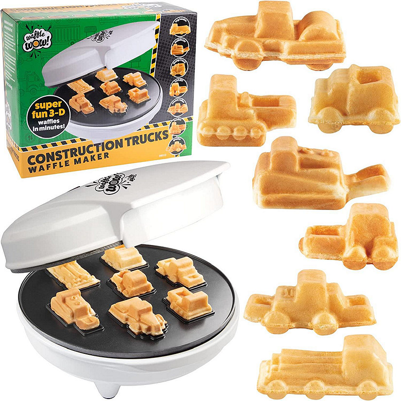 Construction Trucks Mini Waffle Maker- Make 7 Fun Different Vehicle Shaped Pancakes Featuring a Bulldozer Forklift & More- Electric Nonstick Pan Cake Car Waffle Image