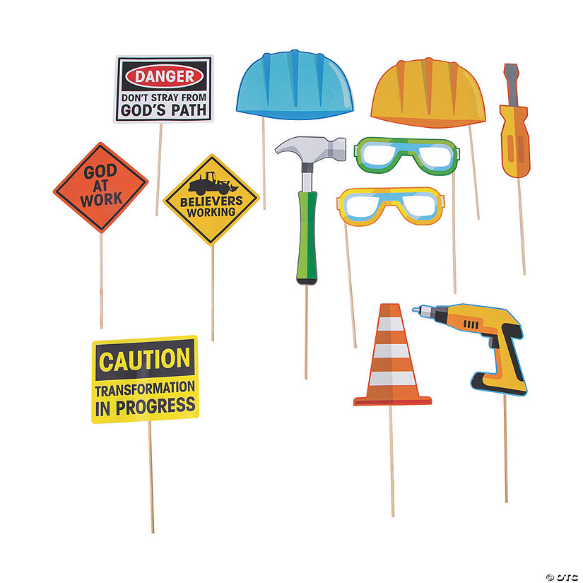 Construction VBS Photo Booth Props - 12 Pc. Image