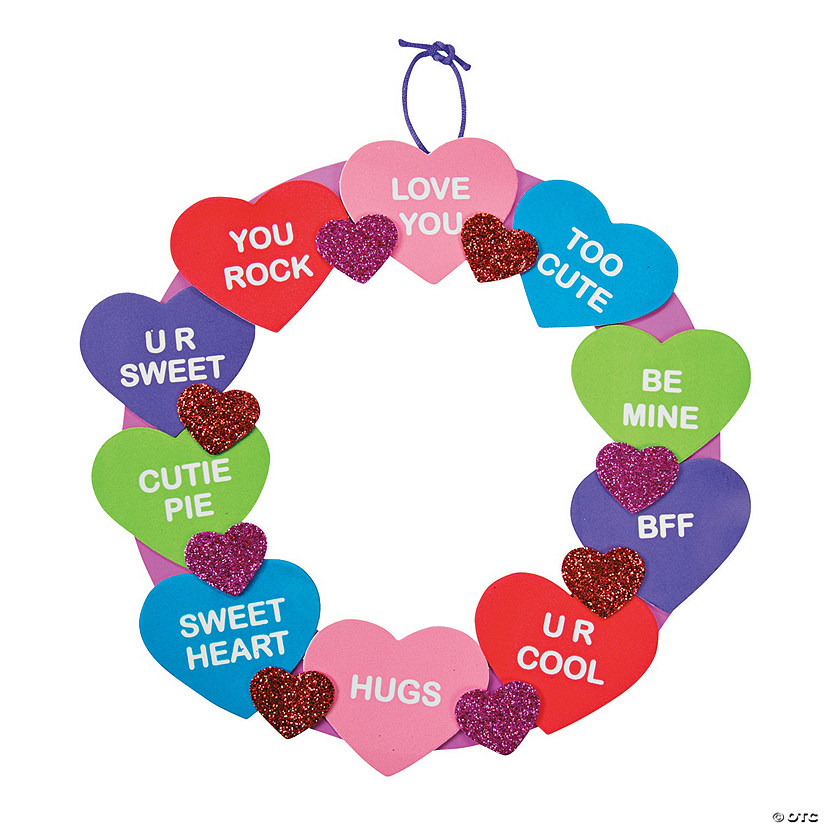 Conversation Heart Wreath Craft Kit- Makes 12 Image