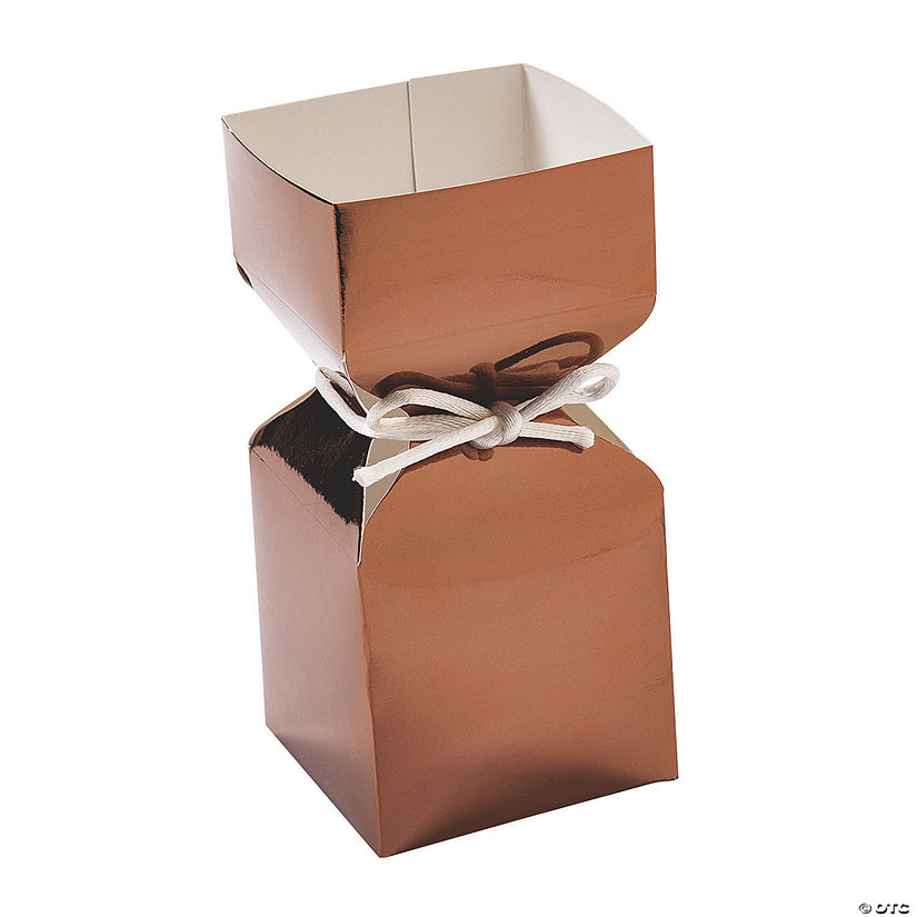 Copper Foil Vertical Square Hourglass Favor Boxes - 12 Pc. Image