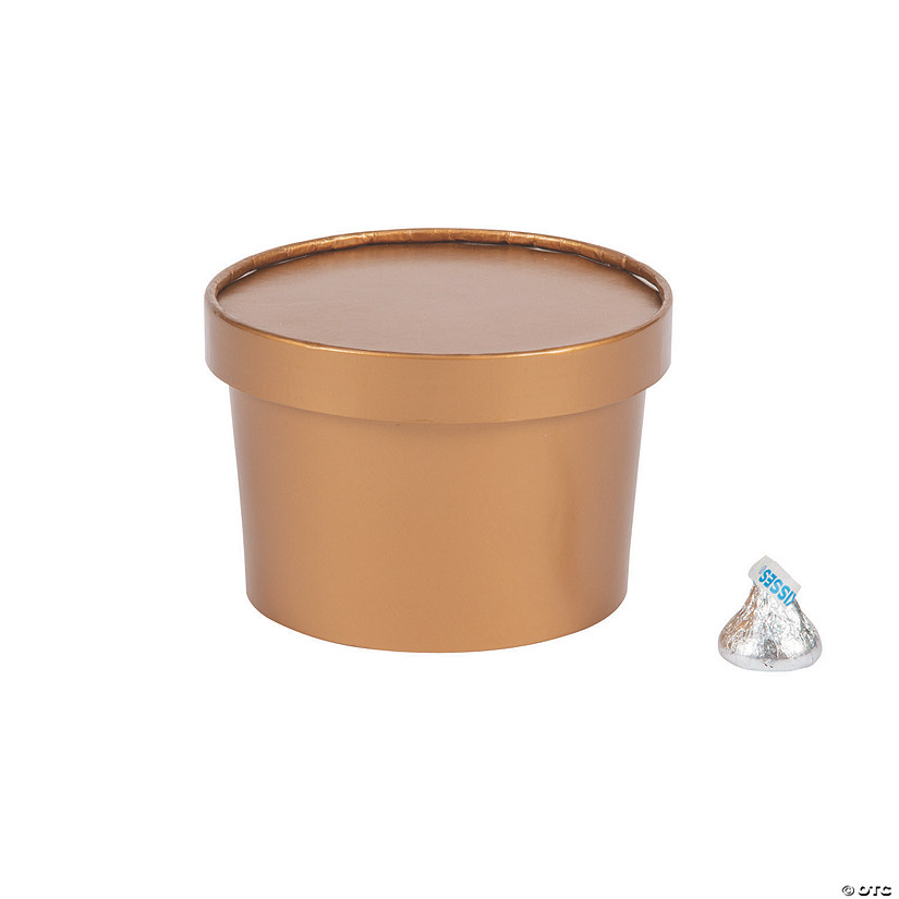 Copper Round Disposable Paper Favor Boxes with Lid - 12 Pc. Image