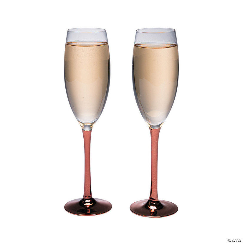 Copper Stem Wedding Toasting Glass Champagne Flutes - 2 Ct. Image